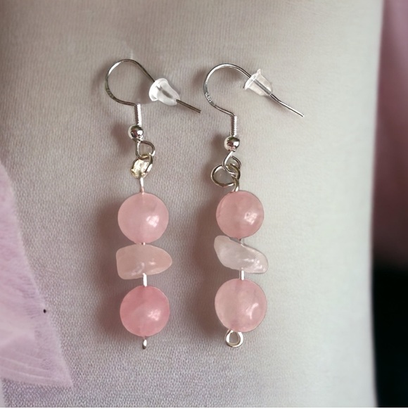 Rose Quartz Earrings - Picture 1 of 1